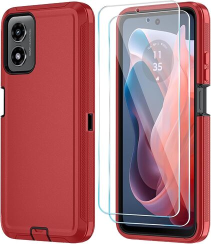Qinmay for Motorola Moto G 2024 Case, 3-Layer Cover, WineRedPink in Kuwait