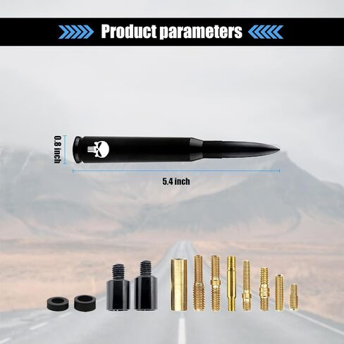 ZKFAR 1 PC 5.4In Car Truck Bullet Antenna, Car Retrofit Antenna for Ford F150 Jeep Wrangler Chevrolet, Car Wash Proof Heavy Duty Pickup Trucks Accessories, Compatible with Most Car Models (Black) in Saudi Arabia