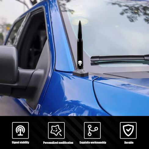 ZKFAR 1 PC 5.4In Car Truck Bullet Antenna, Car Retrofit Antenna for Ford F150 Jeep Wrangler Chevrolet, Car Wash Proof Heavy Duty Pickup Trucks Accessories, Compatible with Most Car Models (Black) in Saudi Arabia