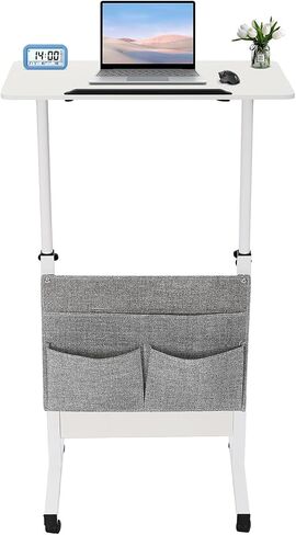 Rolling Computer Stand,Adjtable Height Standing Desk,Rolling Computer Stand,Rolling Laptop Stand,White,22lbs,Rectangular,for Laptop Table,Office Desk,Study Table in Saudi Arabia
