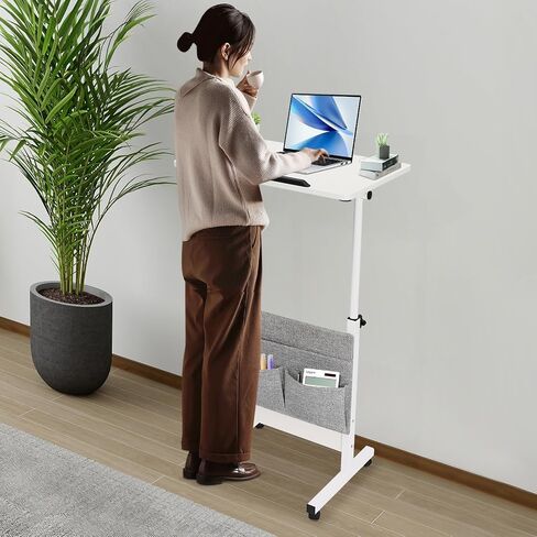 Rolling Computer Stand,Adjtable Height Standing Desk,Rolling Computer Stand,Rolling Laptop Stand,White,22lbs,Rectangular,for Laptop Table,Office Desk,Study Table in Saudi Arabia