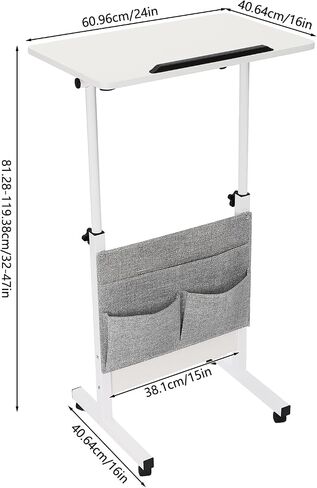 Rolling Computer Stand,Adjtable Height Standing Desk,Rolling Computer Stand,Rolling Laptop Stand,White,22lbs,Rectangular,for Laptop Table,Office Desk,Study Table in Saudi Arabia