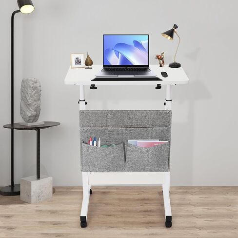 Rolling Computer Stand,Adjtable Height Standing Desk,Rolling Computer Stand,Rolling Laptop Stand,White,22lbs,Rectangular,for Laptop Table,Office Desk,Study Table in Saudi Arabia