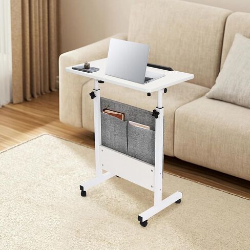 Rolling Computer Stand,Adjtable Height Standing Desk,Rolling Computer Stand,Rolling Laptop Stand,White,22lbs,Rectangular,for Laptop Table,Office Desk,Study Table in Saudi Arabia