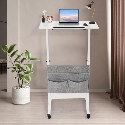 Rolling Computer Stand,Adjtable Height Standing Desk,Rolling Computer Stand,Rolling Laptop Stand,White,22lbs,Rectangular,for Laptop Table,Office Desk,Study Table in Saudi Arabia