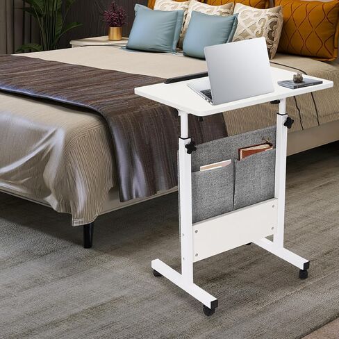 Rolling Computer Stand,Adjtable Height Standing Desk,Rolling Computer Stand,Rolling Laptop Stand,White,22lbs,Rectangular,for Laptop Table,Office Desk,Study Table in Saudi Arabia