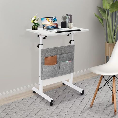 Rolling Computer Stand,Adjtable Height Standing Desk,Rolling Computer Stand,Rolling Laptop Stand,White,22lbs,Rectangular,for Laptop Table,Office Desk,Study Table in Saudi Arabia