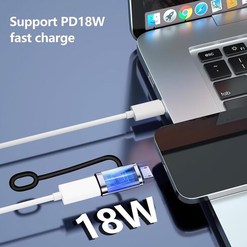 USB C to Micro USB Adapter, 4 Packs, Supports 18W Fast Charging and Data Transfer, Suitable for USB C Socket to Micro Plug Adapter, not Suitable for Headphones, Gray in Kuwait
