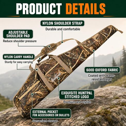 HUNTPAL 52" Soft Gun Case with Scoped Compatibility for Rifle Shotgun in Kuwait