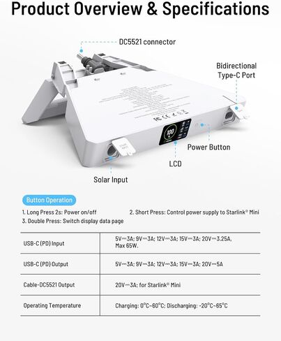 BigBlue Starlink Mini Battery Pack(99Wh/27500mAh), Up to 5 Hours Runtime in Kuwait