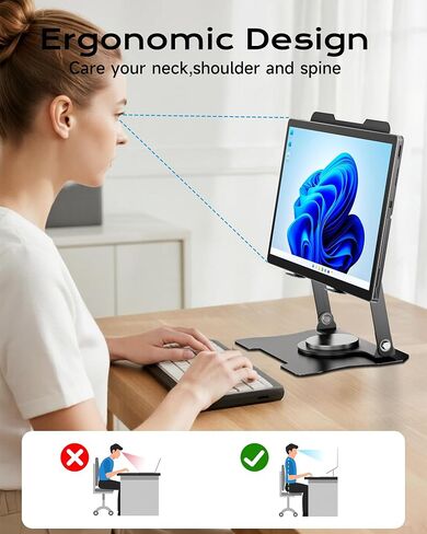 Foldable Cooling Laptop Stand, 360° Rotatable Monitor Riser, Installation-Free Desk Holder for Tablet in Kuwait