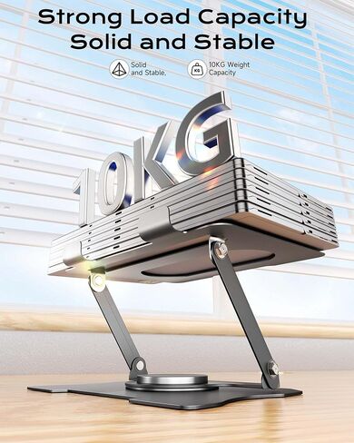 Foldable Cooling Laptop Stand, 360° Rotatable Monitor Riser, Installation-Free Desk Holder for Tablet in Kuwait