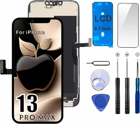 ZTR for iPhone 13 Pro Max Screen Replacement 6.7 Inch, 3D Touch LCD Display for A2484, A2641, A2644, A2645, A2643, with Repair Tools Kit+Waterproof Frame Adhesive Sticker+Screen Tempered Protector in Kuwait