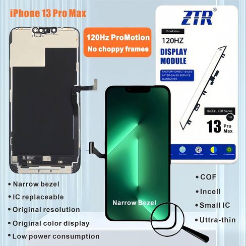 ZTR for iPhone 13 Pro Max Screen Replacement 6.7 Inch, 3D Touch LCD Display for A2484, A2641, A2644, A2645, A2643, with Repair Tools Kit+Waterproof Frame Adhesive Sticker+Screen Tempered Protector in Kuwait