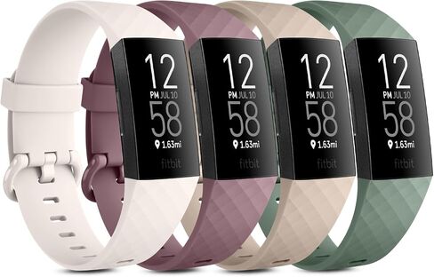 أربطة Vancle لـ Fitbit Charge 4 Bands/Fitbit Charge 3 Bands النساء والرجال [4 عبوات]، أساور معصم كلاسيكية ناعمة قابلة للاستبدال من أجل Fitbit Charge 4 / Charge 3 لتتبع اللياقة البدنية والصحة in Kuwait