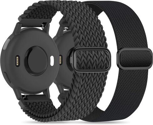 2 Pack Nylon Bands Compatible With Garmin Vivoactive 6/5/3/Forerunner 570 42mm/165/55/645/245 Music Watch Band, 20mm Soft Elastic Nylon Bands Replacement for Garmin Venu/Venu Sq/Venu Sq 2 Women Men in Saudi Arabia
