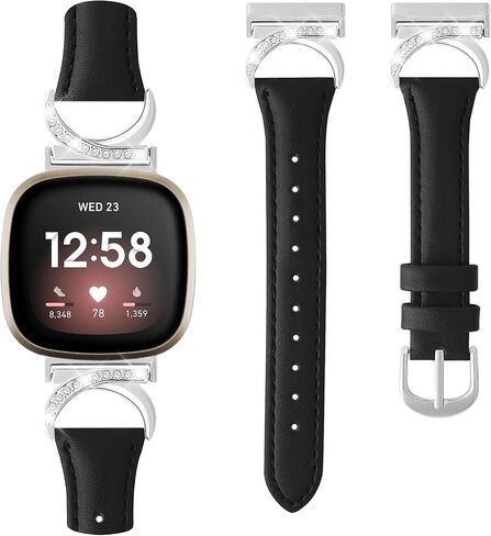 Women Bling Leather Band for Fitbit Versa 4/3,Sense 2/Sense in Saudi Arabia