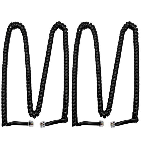 2 Pack 6P6C Telephone Cords, 2.6 ft (Unstretched) Male to Male Coiled Handset Cable, RJ12 Telephone Wires for Landline Phones, Office, Home (Black) in Saudi Arabia