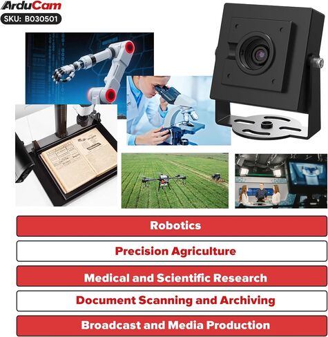 Arducam 12MP HDR USB Camera Module, 120° Wide Angle Fixed Focus UVC Webcam, 4608×2592 Resolution Mini Camera for Windows Linux Android macOS, LightBurn 3D Printer in Kuwait