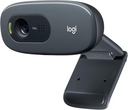 Logitech C270 HD Webcam for Education, HD 720p/30fps, Widescreen HD Video Calling,Light Correction, Noise-Reducing Mic, for Skype, FaceTime, Hangouts, WebEx, PC/Mac/Laptop/MacBook/Tablet - Grey in Kuwait