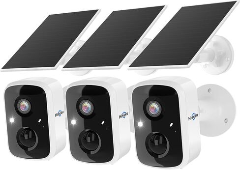 Hiseeu Security Cameras Wireless Outdoor, 3pcs Solar Powered 2K 4MP Surveillance WiFi Cameras for Home Security Outside, PIR/AI Motion Detection, Waterproof, Color Night Vision, 2-Way Audio, Black in Kuwait