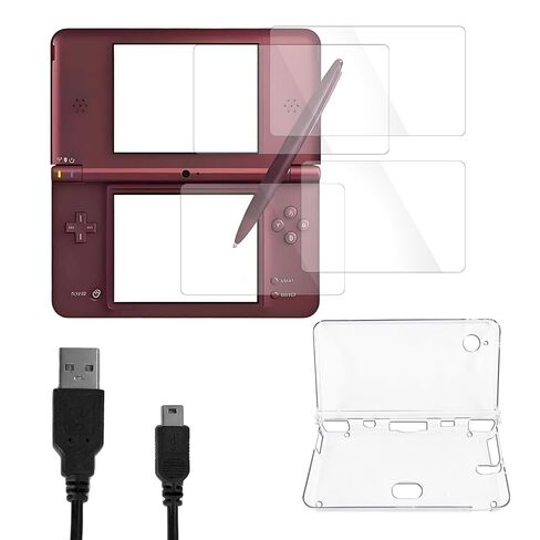 JDGPOKOO 4 in 1 Accessories Kit for Nintendo DSi XL/LL, Clear Protective Case Shell Cover for NDSi XL/LL, 2 Set Screen Protectors and Charging Cable Compatible with NDSiXL/LL ONLY in Saudi Arabia