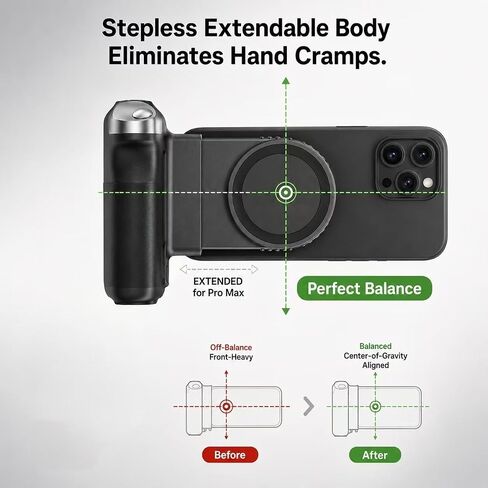 Magnetic Camera Grip for iPhone: Cold Shoe & 1-Inch Extendable Handle in Kuwait