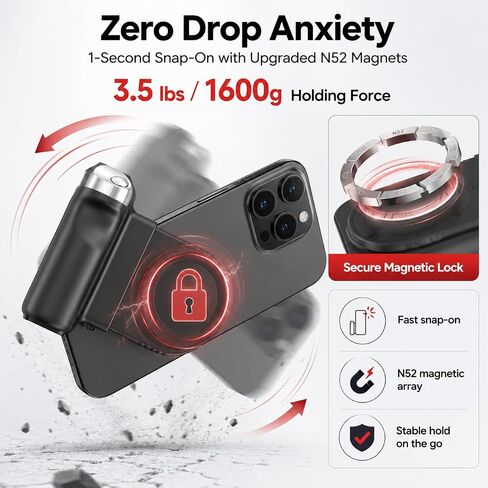 Magnetic Camera Grip for iPhone: Cold Shoe & 1-Inch Extendable Handle in Kuwait