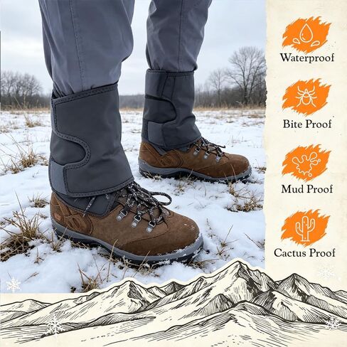 Adjustable Leg Gaiters, Waterproof Snow Boot Warmer Shoes Covers, Lightweight Comfortable Leg Protection for Outdoor Yard Work Hiking Mountain Climbing Hunting Skiing in Saudi Arabia
