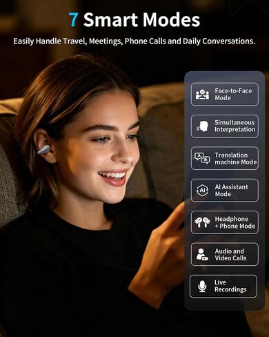 Upgraded Ultra Open Ear Earbud Wireless Bluetooth 5.4, Clip on Ear Buds with AI Translation Earbuds Real Time 50H Playtime & Crystal Clear Sound Bone Conduction Earbuds for Travel, Business, Sports in Kuwait