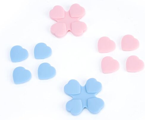 GeekShare Silicone Cross D-Pad Button Caps Set Heart Shape Joystick Cover - ABXY Key Buttons Sticker Compatible with Switch/OLED Joy-Con - Pink & Blue in Kuwait