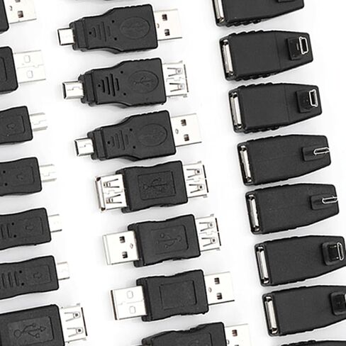 Bewinner 40-Piece USB Adapter Kit, MultiType USB Converters for Laptop Computer Mobile Hard Drives, Includes Micro Mini Type B Male Female Angled Adapters 0 90 180 270 Degree in Kuwait