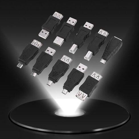 Bewinner 40-Piece USB Adapter Kit, MultiType USB Converters for Laptop Computer Mobile Hard Drives, Includes Micro Mini Type B Male Female Angled Adapters 0 90 180 270 Degree in Kuwait