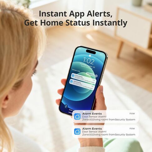 2026 Home Security System,13 Piece No Monthly Fees with Phone & Remote Control WiFi+4G Alarm System Kit,Instant App Alerts and Compatible with Alexa,Door/Window Sensors,SOS Button,for Smart Life in Kuwait