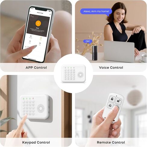 2026 Home Security System,13 Piece No Monthly Fees with Phone & Remote Control WiFi+4G Alarm System Kit,Instant App Alerts and Compatible with Alexa,Door/Window Sensors,SOS Button,for Smart Life in Kuwait