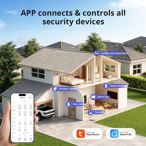 2026 Home Security System,13 Piece No Monthly Fees with Phone & Remote Control WiFi+4G Alarm System Kit,Instant App Alerts and Compatible with Alexa,Door/Window Sensors,SOS Button,for Smart Life in Kuwait