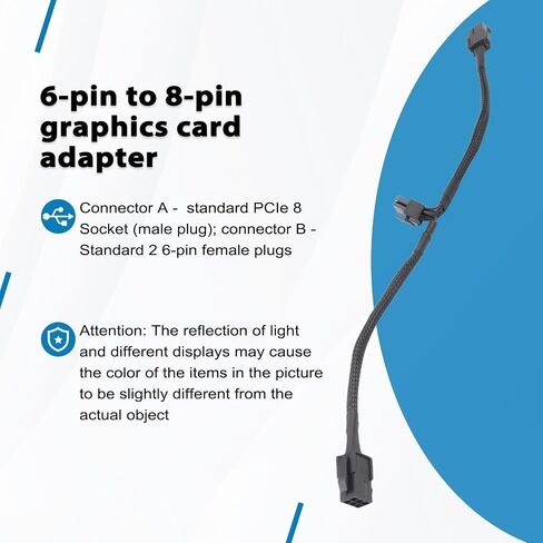Dual 6 Pin Female to 8 Pin Male GPU Power Adapter Cable Braided Sleeved 20cm Power Sleeved Cable in Kuwait