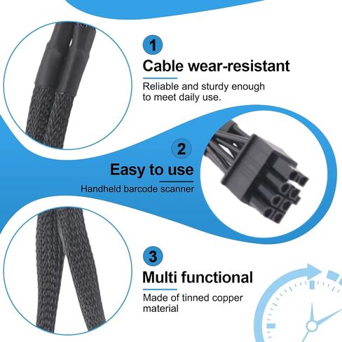 Dual 6 Pin Female to 8 Pin Male GPU Power Adapter Cable Braided Sleeved 20cm Power Sleeved Cable in Kuwait