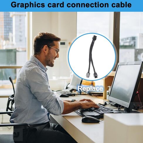 Dual 6 Pin Female to 8 Pin Male GPU Power Adapter Cable Braided Sleeved 20cm Power Sleeved Cable in Kuwait