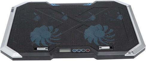 Silent Laptop Cooling Pad Cooler Mat with 6 Fans and Adjustable Height Stand, Black Plastic and Iron with Dual USB Ports and LED Lighting Effects, Ergonomic Notebook Cooler in Kuwait