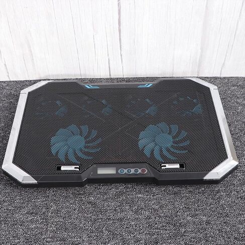 Silent Laptop Cooling Pad Cooler Mat with 6 Fans and Adjustable Height Stand, Black Plastic and Iron with Dual USB Ports and LED Lighting Effects, Ergonomic Notebook Cooler in Kuwait