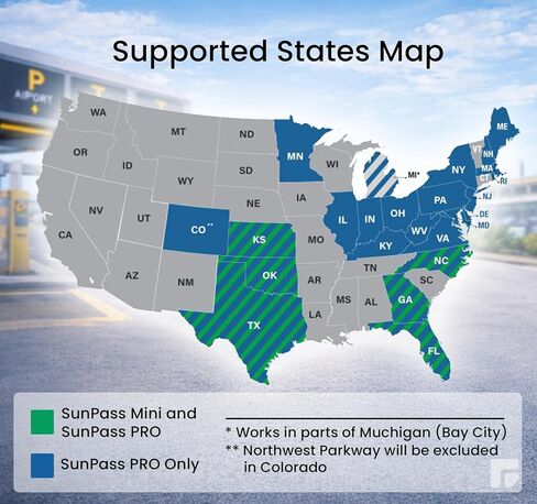 Sun Pass Pro Universal Toll Transponder – Prepaid Electronic Pass for Florida & 21 Additional States (PRO) (PRO-White) in Kuwait