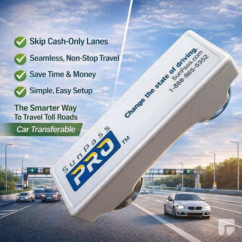 Sun Pass Pro Universal Toll Transponder – Prepaid Electronic Pass for Florida & 21 Additional States (PRO) (PRO-White) in Kuwait