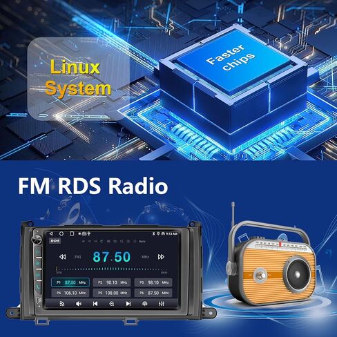 Plug&Play Car Radio for Toyota Sienna 2011 2012 2013 2014, 9" IPS Touch Screen for Sienna Radio with Carplay, Android Auto&Mirror Link/BT,GPS/SWC，MIC ，Backup Camera,AM/FM/Subwoofer Output/30-EQ in Kuwait