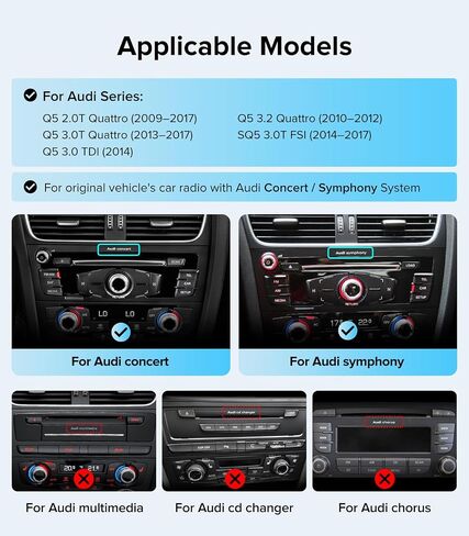 10.25" CarPlay Radio for Audi Q5 SQ5 (09-17) Concert & Symphony in Kuwait