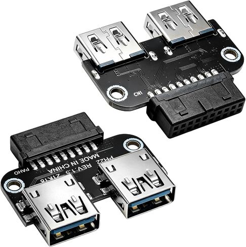 2PCS USB 3.0 19/20 Pin to Dual Female A Port Splitter Adapter Internal Vertical Header Converter for Desktop PC Expansion High Speed Lossless Data Signal Transmission Multilayer Circuit Board in Kuwait