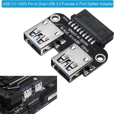 2PCS USB 3.0 19/20 Pin to Dual Female A Port Splitter Adapter Internal Vertical Header Converter for Desktop PC Expansion High Speed Lossless Data Signal Transmission Multilayer Circuit Board in Kuwait