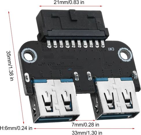 2PCS USB 3.0 19/20 Pin to Dual Female A Port Splitter Adapter Internal Vertical Header Converter for Desktop PC Expansion High Speed Lossless Data Signal Transmission Multilayer Circuit Board in Kuwait