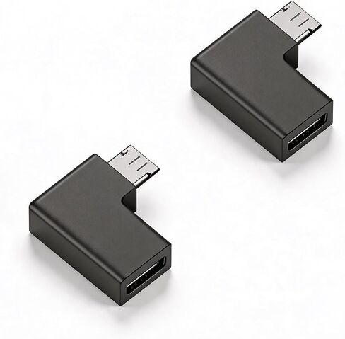 2 Pcs 5V/2A Micro USB to USB-C Adapter 90 Degree Left Micro USB Male to Type-C Female Plug Data Charging Converter for Mobile Phones,Small Fans,Small Desk Lamps,MP3,MP4 etc (Right Bend) in Kuwait