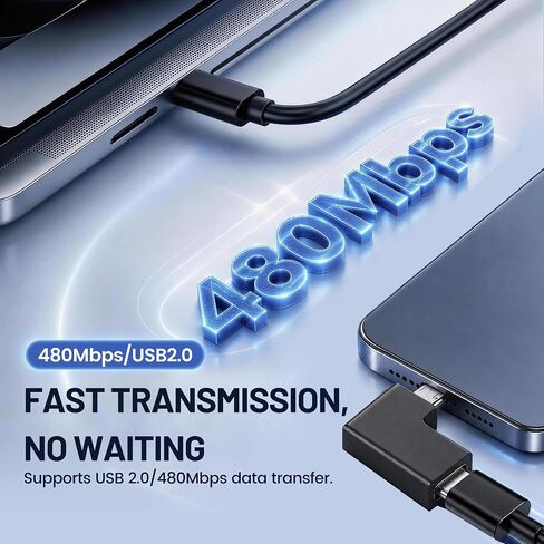 2 Pcs 5V/2A Micro USB to USB-C Adapter 90 Degree Left Micro USB Male to Type-C Female Plug Data Charging Converter for Mobile Phones,Small Fans,Small Desk Lamps,MP3,MP4 etc (Right Bend) in Kuwait